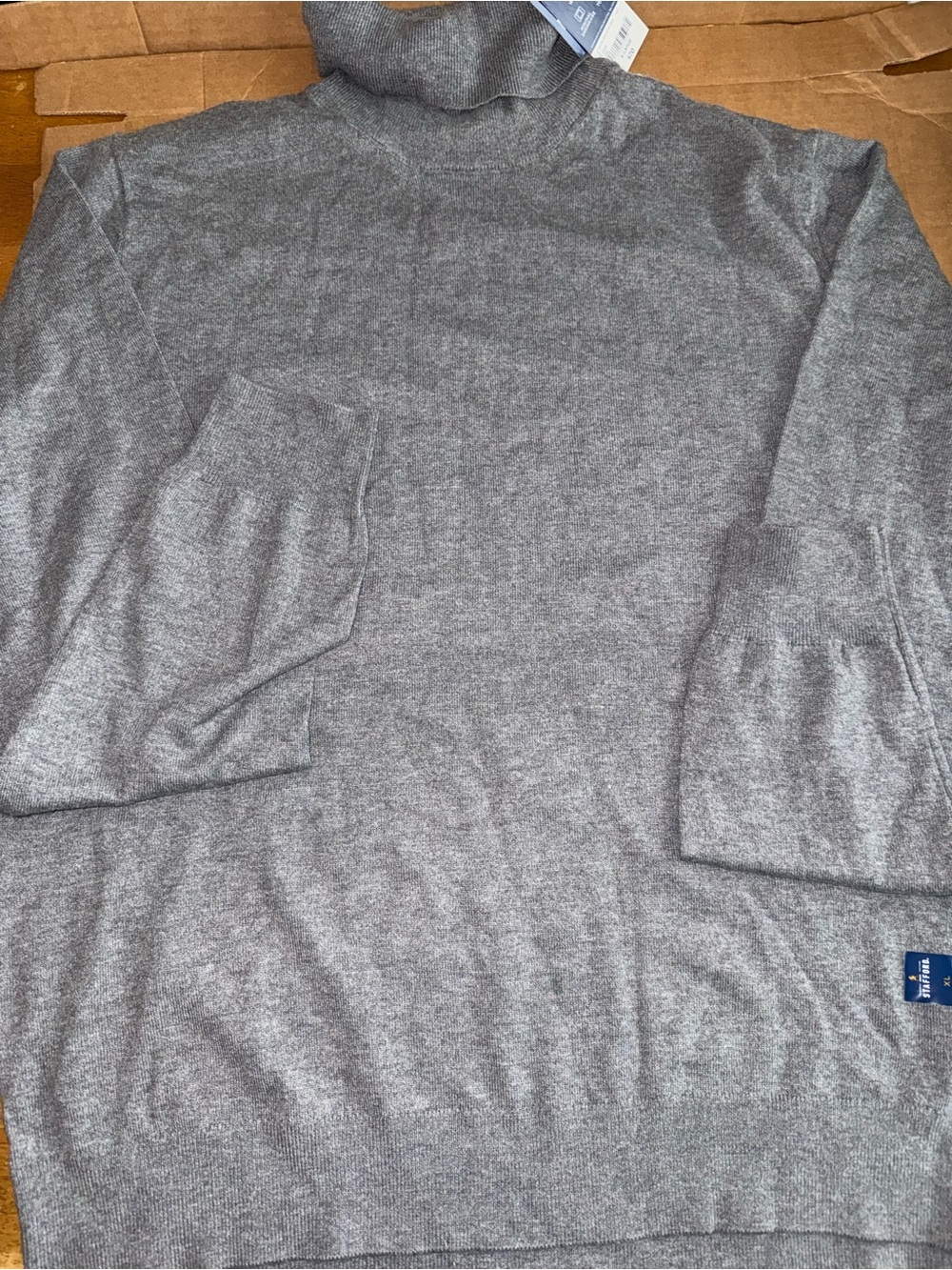Stafford Merino Wool Turtleneck Sweater Mens XL Gray Lightweight Pullover A27-2